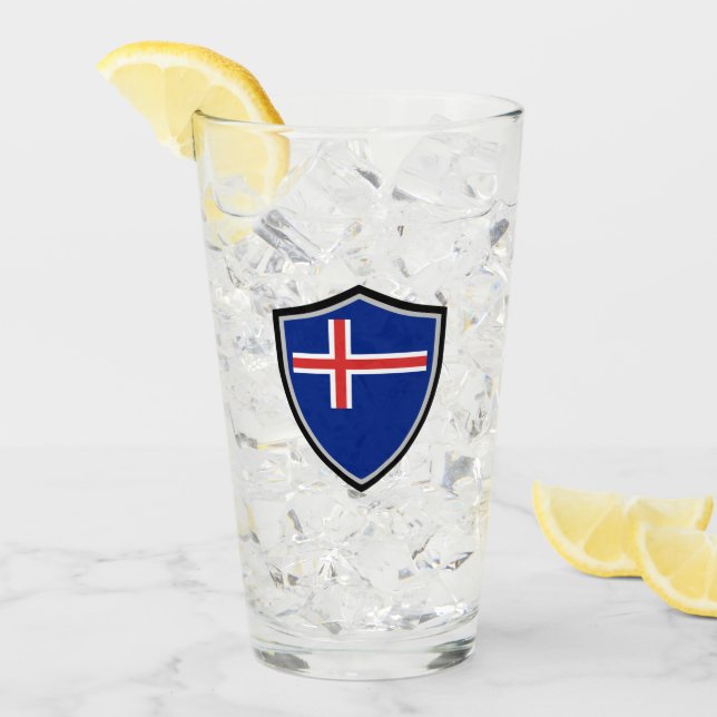 isländische Flagge Glas (Vorderseite Ice)