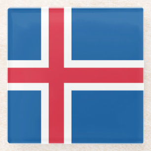 Isländische Flagge Glasuntersetzer