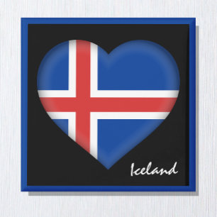 Isländische Flagge & Herz, Island - Urlaub/Sport Magnet