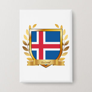 Isländische Flagge Schild Button