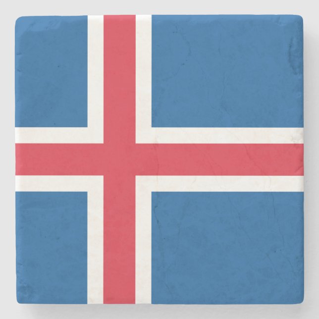 Isländische Flagge Steinuntersetzer (Vorderseite)