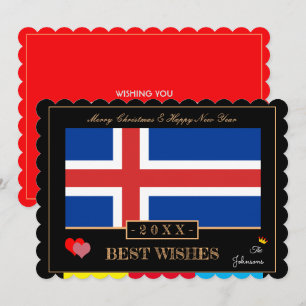 Isländische Flagge und gutes neues Jahr/Beste Wüns Feiertagskarte