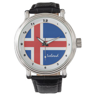 Isländische Flagge und trendige Island-Mode /Desi Armbanduhr