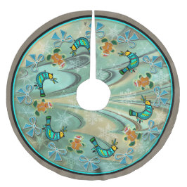 Isländische Fluss Weihnachtskunst Polyester Weihnachtsbaumdecke