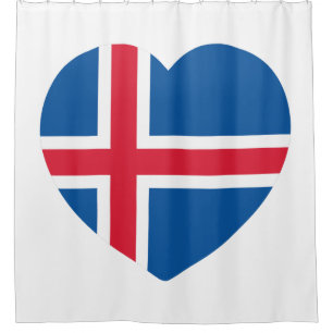 Isländische Herzenflagge Duschvorhang