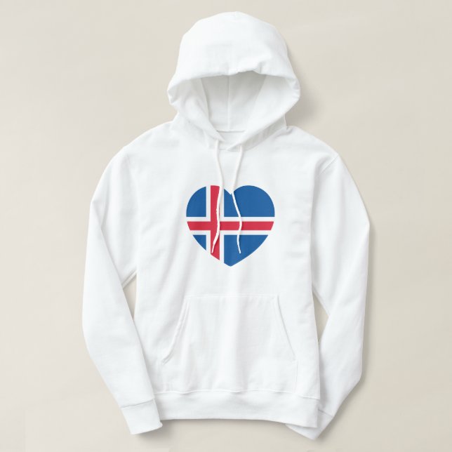 Isländische Herzenflagge Hoodie (Design vorne)