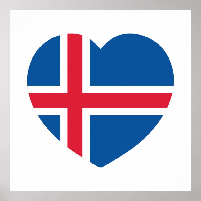 Isländische Herzenflagge Poster (Vorne)