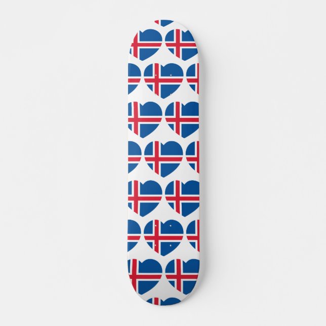 Isländische Herzenflagge Skateboard (Vorne)