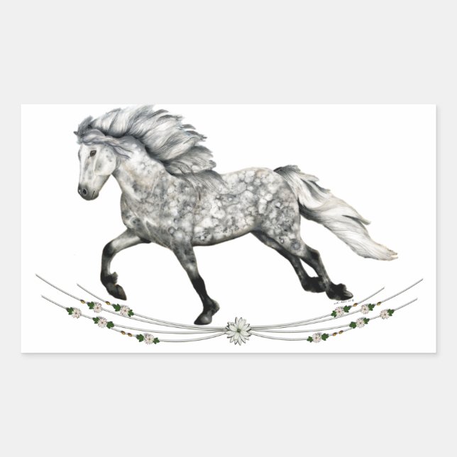 Isländische Horse mare Grá Rechteckiger Aufkleber (Vorderseite)