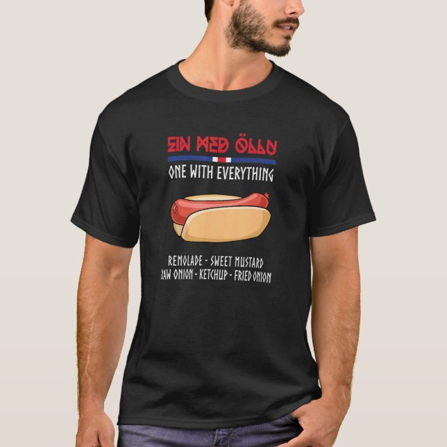 Isländische Hot Dog Pylsa Ein Med Ollu T-Shirt (Vorderseite)