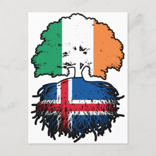 Isländische Irish Ireland Tree Roots Flag Postkarte