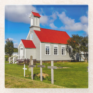 Isländische Kirche Glasuntersetzer