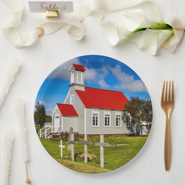 Isländische Kirche Pappteller (Hochzeit)