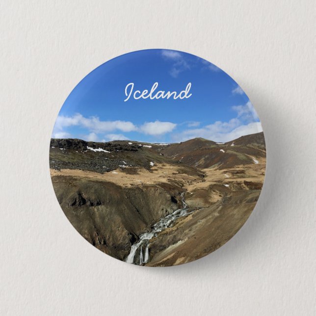 Isländische Landschaft Button (Vorderseite)