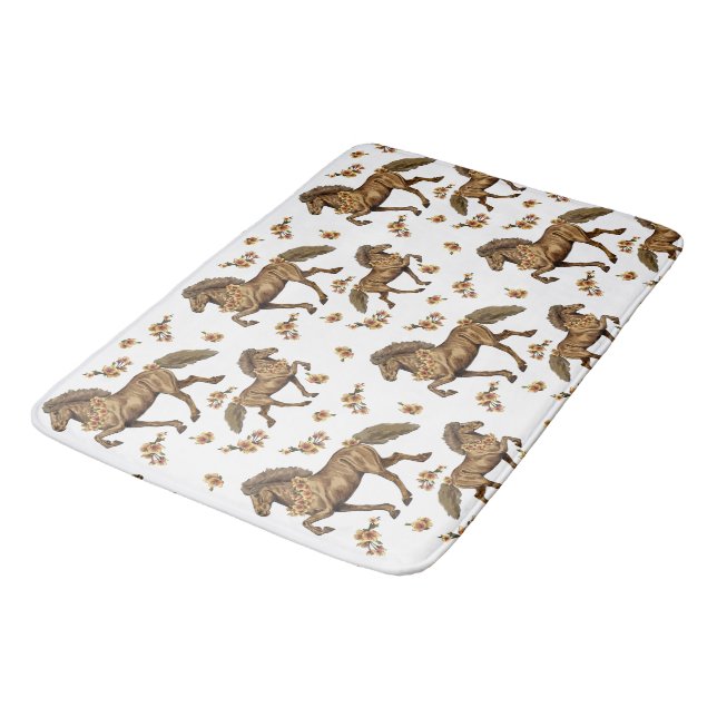 Isländische Pferde und Blume der 1930er Jahre Badematte (Schrägansicht)