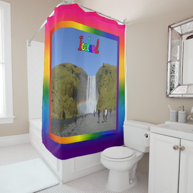 Isländische Regenbogenwasserfall Duschvorhang (Beispiel)