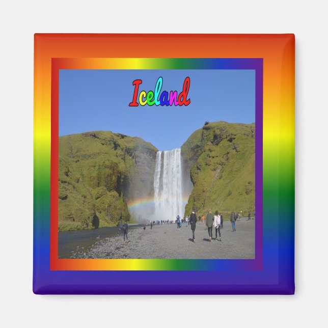 Isländische Regenbogenwasserfall Magnet (Vorne)