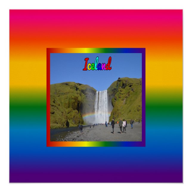 Isländische Regenbogenwasserfall Poster (Vorderseite)