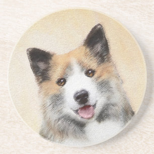 Isländische Sheepdog-Malerei - Original Dog Art Getränkeuntersetzer