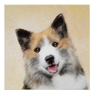 Isländische Sheepdog-Malerei - Original Dog Art Poster