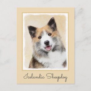 Isländische Sheepdog-Malerei - Original Dog Art Postkarte
