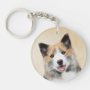 Isländische Sheepdog-Malerei - Original Dog Art Schlüsselanhänger