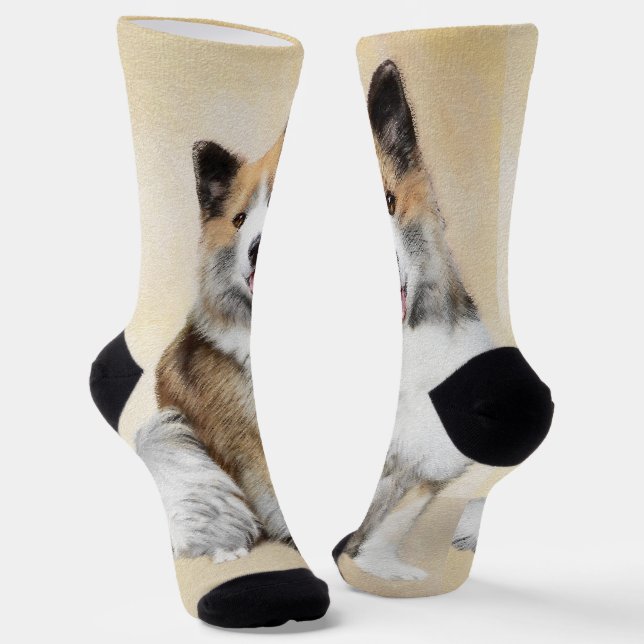 Isländische Sheepdog-Malerei - Original Dog Art Socken (Gewinkelt)