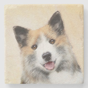Isländische Sheepdog-Malerei - Original Dog Art Steinuntersetzer