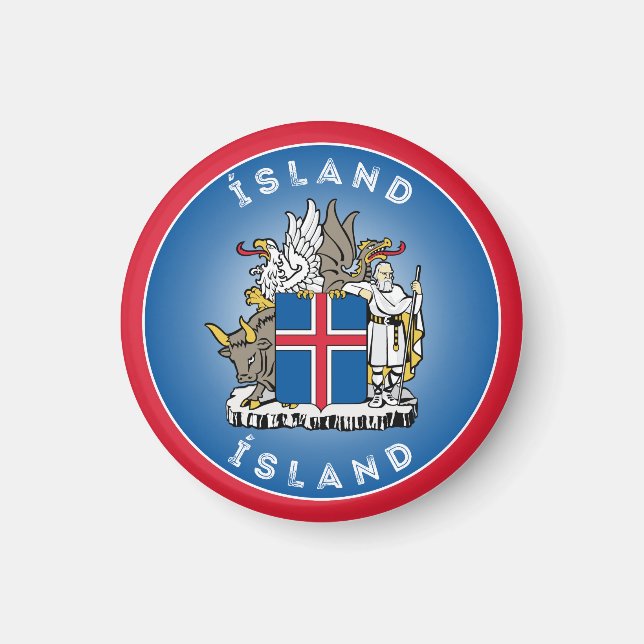 Isländische Wappen-Circle-Form Magnet (Vorne)