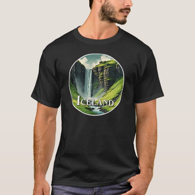 Isländische Wasserfall T-Shirt (Vorderseite)