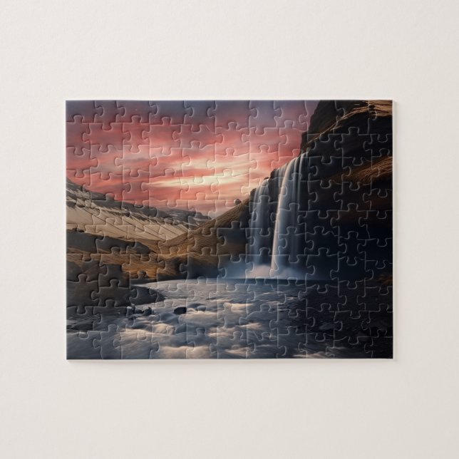 Isländische Wasserlandschaft Puzzle (Horizontal)