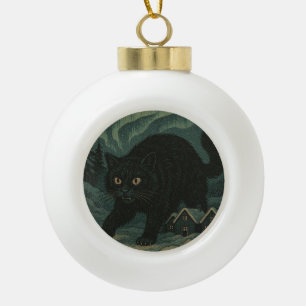 Isländische Weihnachts-Yule-Katze Keramik Kugel-Ornament