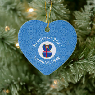 Isländischer Engel Hanukkah-Flagge Personalisiert  Keramik Ornament