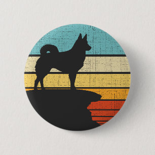 Isländischer Schäferhund Retro Vintage Hund Welpe Button