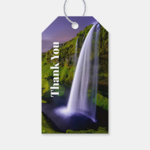 Isländischer Wasserfall Grüne Natur Foto Danke Geschenkanhänger