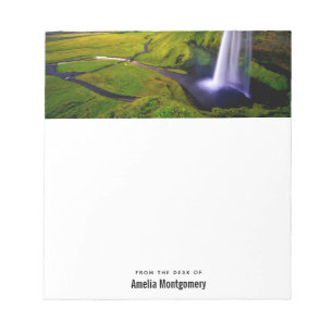 Isländischer Wasserfall Grüne Natur Foto Notizblock