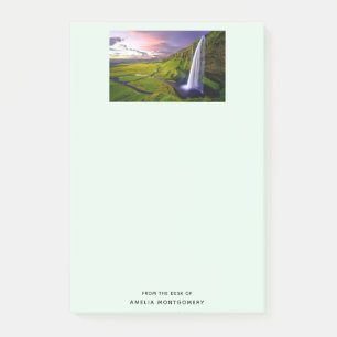 Isländischer Wasserfall Grüne Natur Foto Post-it Klebezettel