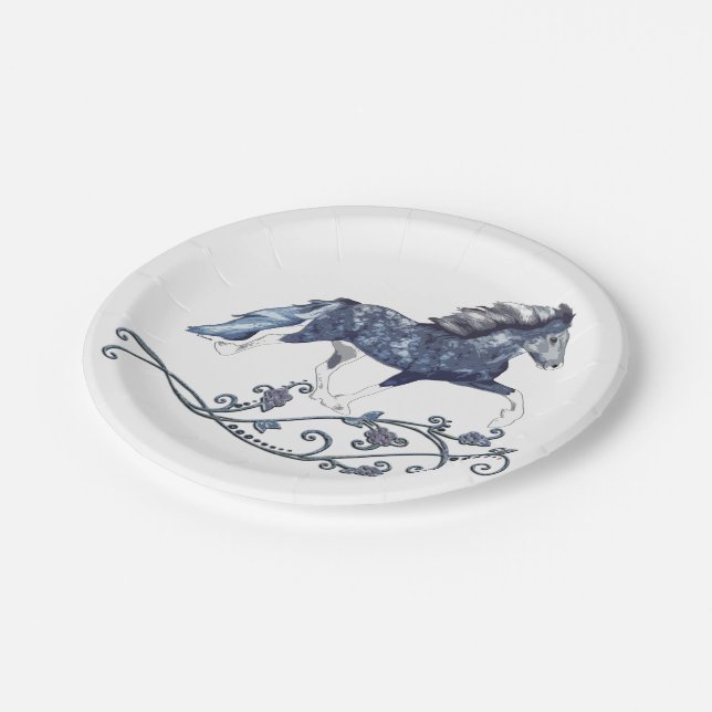 Isländisches Pferd Blámóða Pappteller (Schrägansicht)