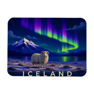 Isländisches Schaf unter der Aurora Island Flexi M Magnet
