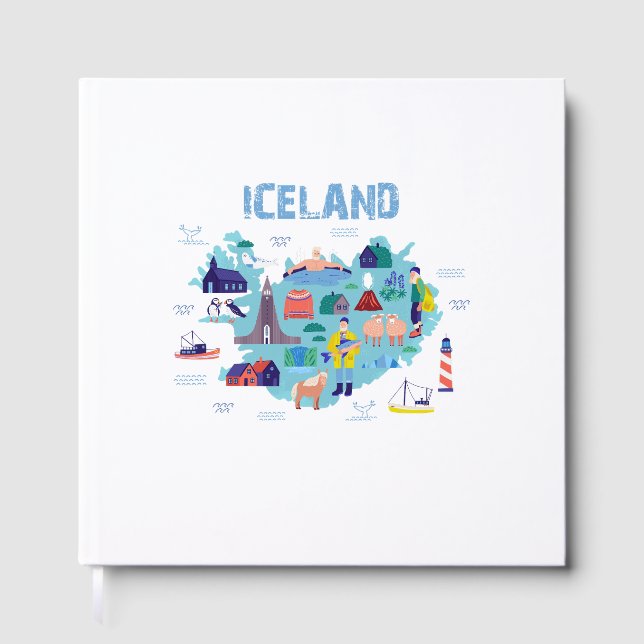 Islandkarte Gästebuch (Vorderseite)