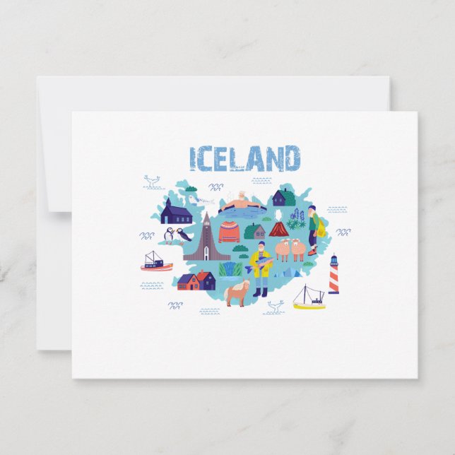 Islandkarte RSVP Karte (Vorderseite)