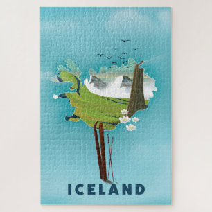 Islandkarten-Illustration Island Reisen Poster. Puzzle