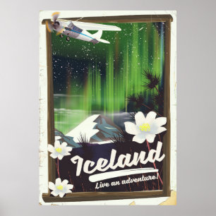 Islandlandschaft im Vintage-Stil Reiseplakat Poster