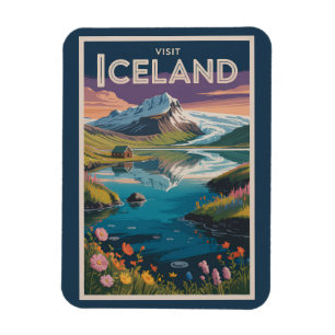 Islandmalerei-Illustration Reise Kunst Vintage Magnet