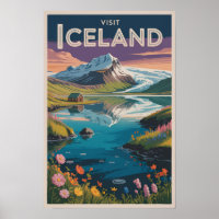 Islandmalerei-Illustration Reise Kunst Vintage