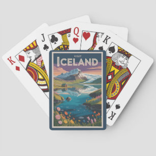 Islandmalerei-Illustration Reise Kunst Vintage Spielkarten