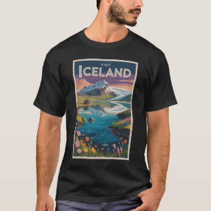 Islandmalerei-Illustration Reise Kunst Vintage T-Shirt