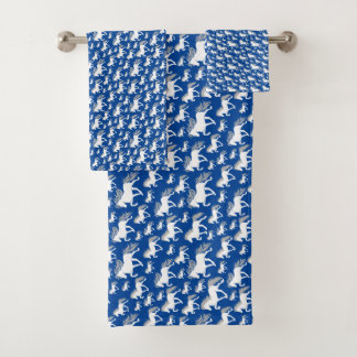 Islandpferdeherde blau badhandtuch set