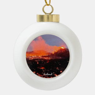 Islands Vulkan - Keramik Kugel-Ornament