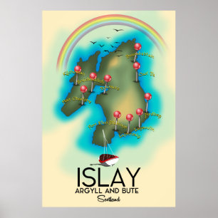 Islay, Inner Hebrides , Landkarte Kunst Poster